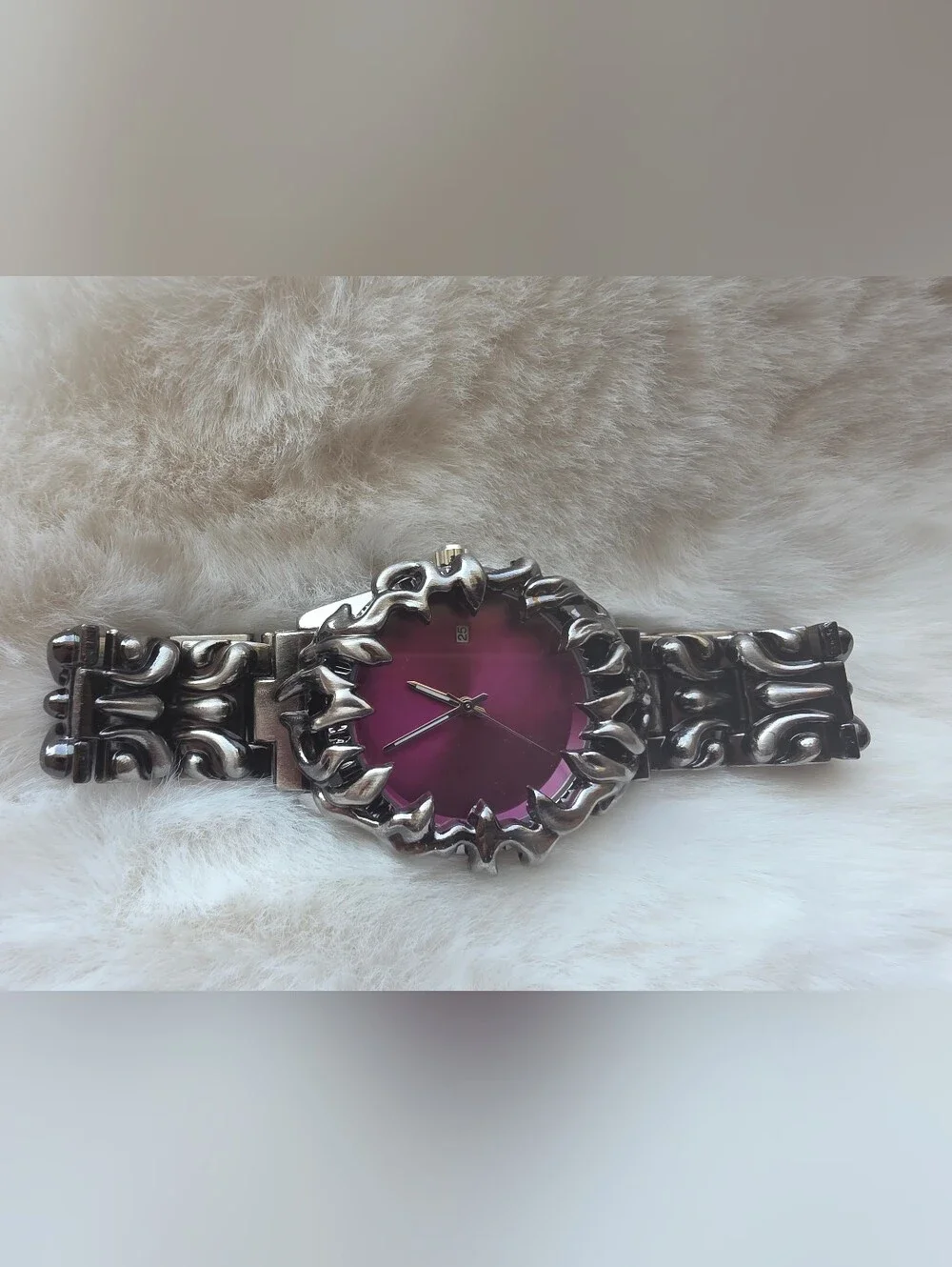 Gothic style watch, Green, Red, Black, Silver, & Amethyst